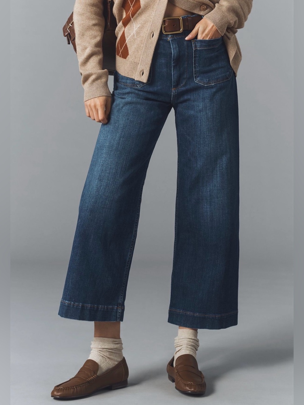 Maeve Colette High Rise Wide Leg Cropped Jeans in Denim Size 27